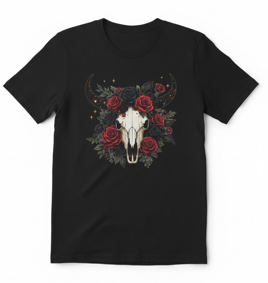 Dark Rose Bull Skull Tee