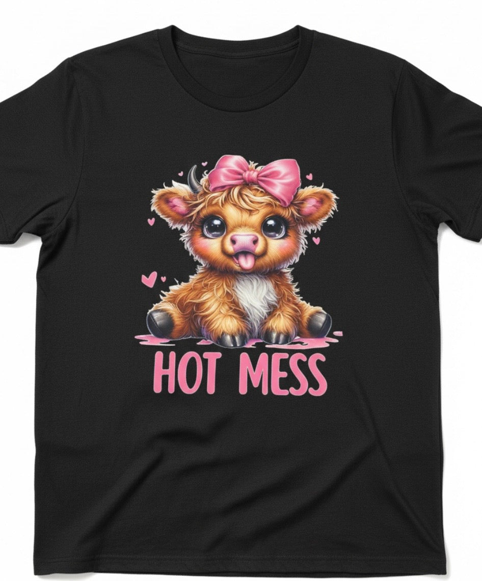 Hot Mess Highland Cow Tee